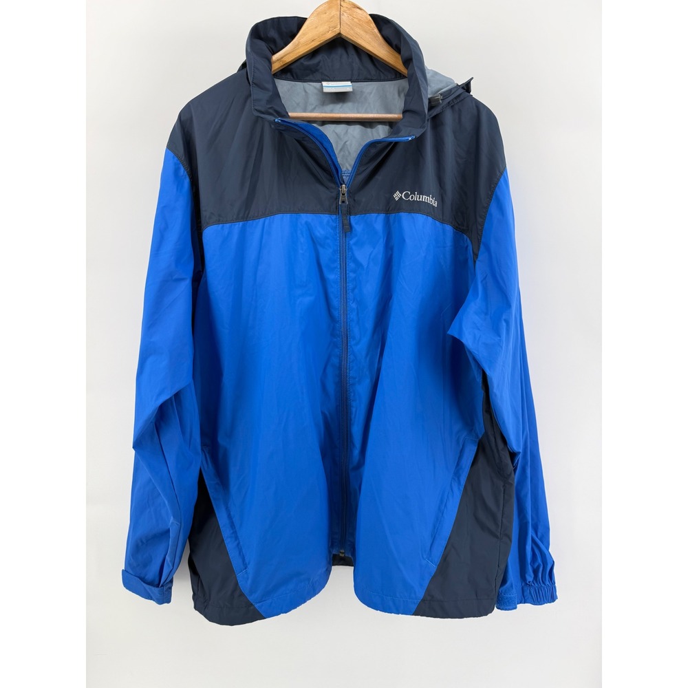 Columbia Glennaker Lake Rain Blue Colorblock Hooded Jacket RM2015 1442361r